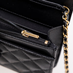 CHANEL 25K HANDLE WALLET ON CHAIN CAVIAR LEATHER BLACK GHW (MICROCHIP)