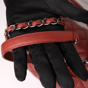 CHANEL MEDIUM COCO HANDLE FLAP BAG RED CAVIAR LEATHER SHW