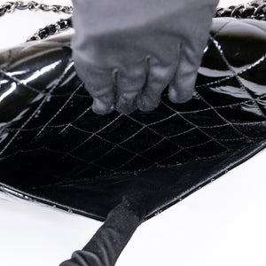 CHANEL JUMBO CLASSIC DOUBLE FLAP BAG PATENT BLACK SHW