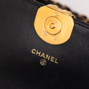 CHANEL 23K SLING SMALL FLAP BAG BLACK CALFSKIN LEATHER GHW