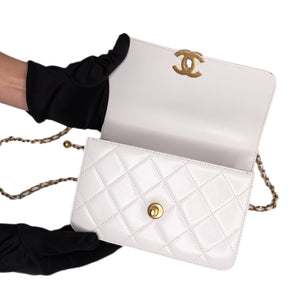 CHANEL 24C GOLD CRUSH MINI FLAP BAG WHITE CALFSKIN GHW