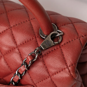 CHANEL MEDIUM COCO HANDLE FLAP BAG RED CAVIAR LEATHER SHW