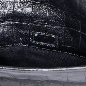SAINT LAURENT MEDIUM NIKI BAG CROCODILE-EMBOSSED BLACK CALFSKIN BLACK HARDWARE