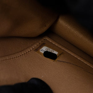 CHANEL PEARL FLAP BAG BLACK GOATSKIN GHW