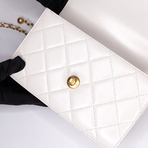 CHANEL 24C GOLD CRUSH MINI FLAP BAG WHITE CALFSKIN GHW