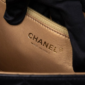 CHANEL PEARL FLAP BAG BLACK GOATSKIN GHW