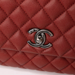 CHANEL MEDIUM COCO HANDLE FLAP BAG RED CAVIAR LEATHER SHW