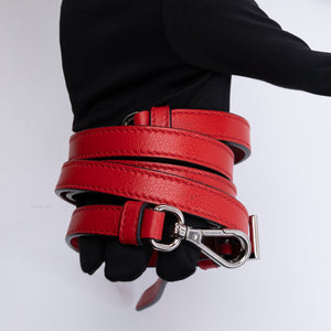 PRADA SMALL GLACE CALF SKIN LEATHER TWIN POCKET SATCHEL RED SHW