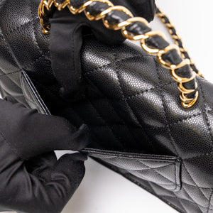 CHANEL 25K HANDLE WALLET ON CHAIN CAVIAR LEATHER BLACK GHW (MICROCHIP)