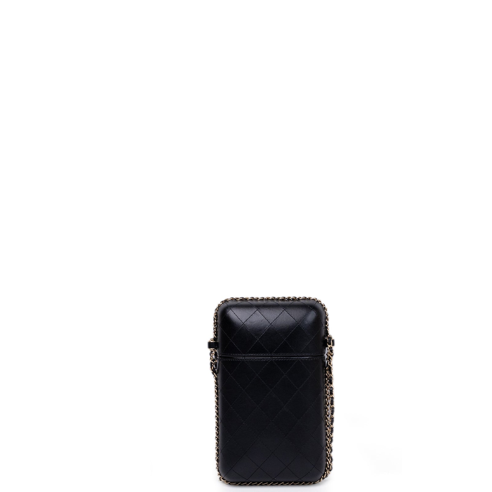CHANEL VERTICAL PHONE CASE BLACK LAMBSKIN GHW