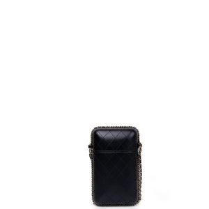 CHANEL VERTICAL PHONE CASE BLACK LAMBSKIN GHW
