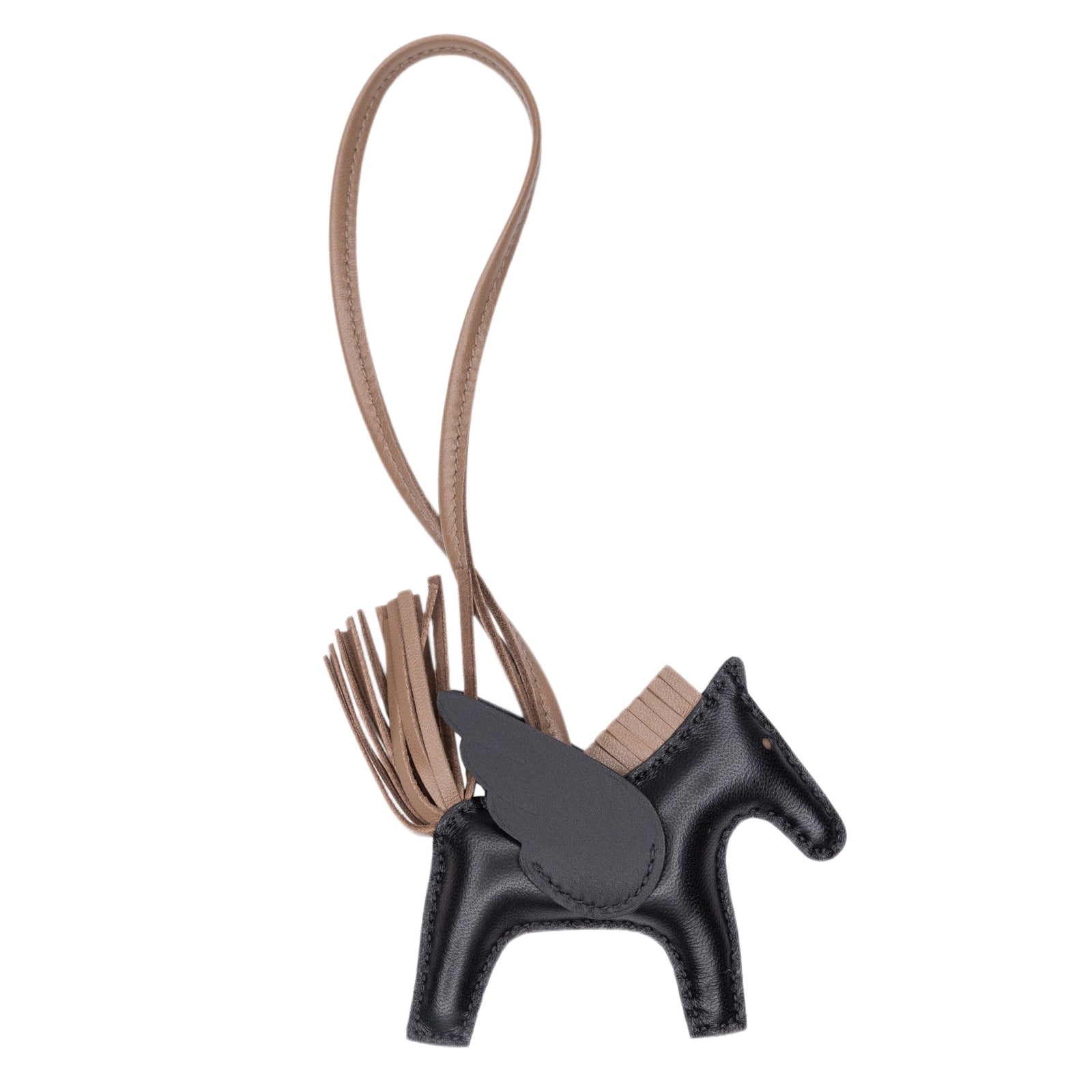 HERMES RODEO PEGASE PM BAG CHARM BLACK /ETOUPE STAMP W