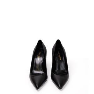 SAINT LAURENT BLACK LEATHER OPYUM PUMPS SIZE 36