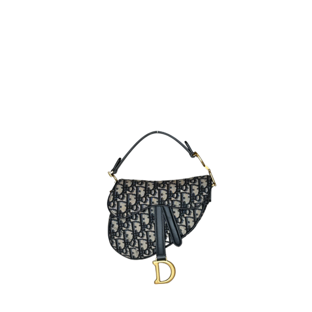 CHRISTIAN DIOR MINI SADDLE BLUE OBLIQUE GHW