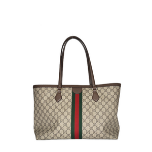 GUCCI BEIGE GG SUPREME CANVAS MEDIUM OPHIDIA TOTE BAG