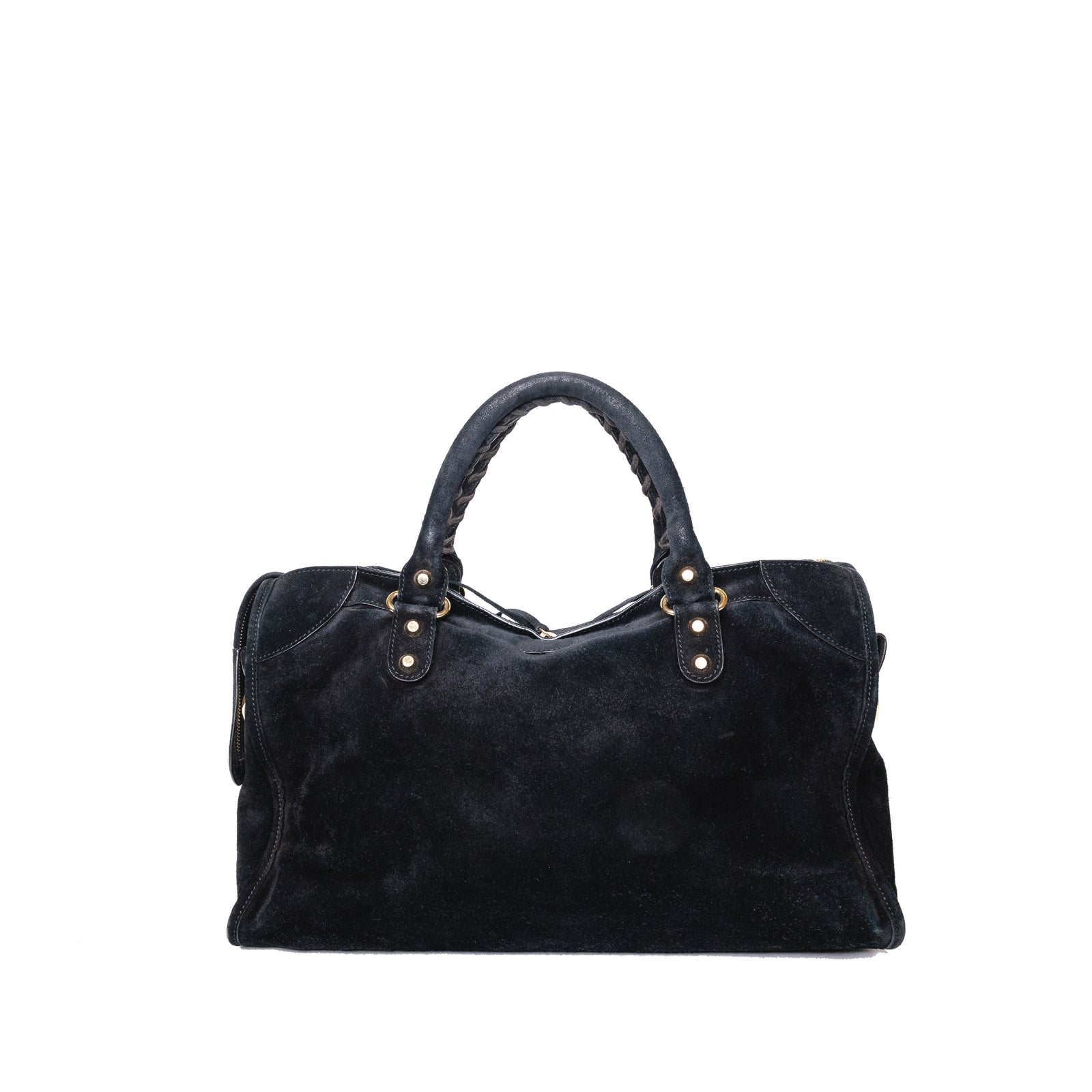 BALENCIAGA BLACK SUEDE RH CLASSIC CITY TOTE