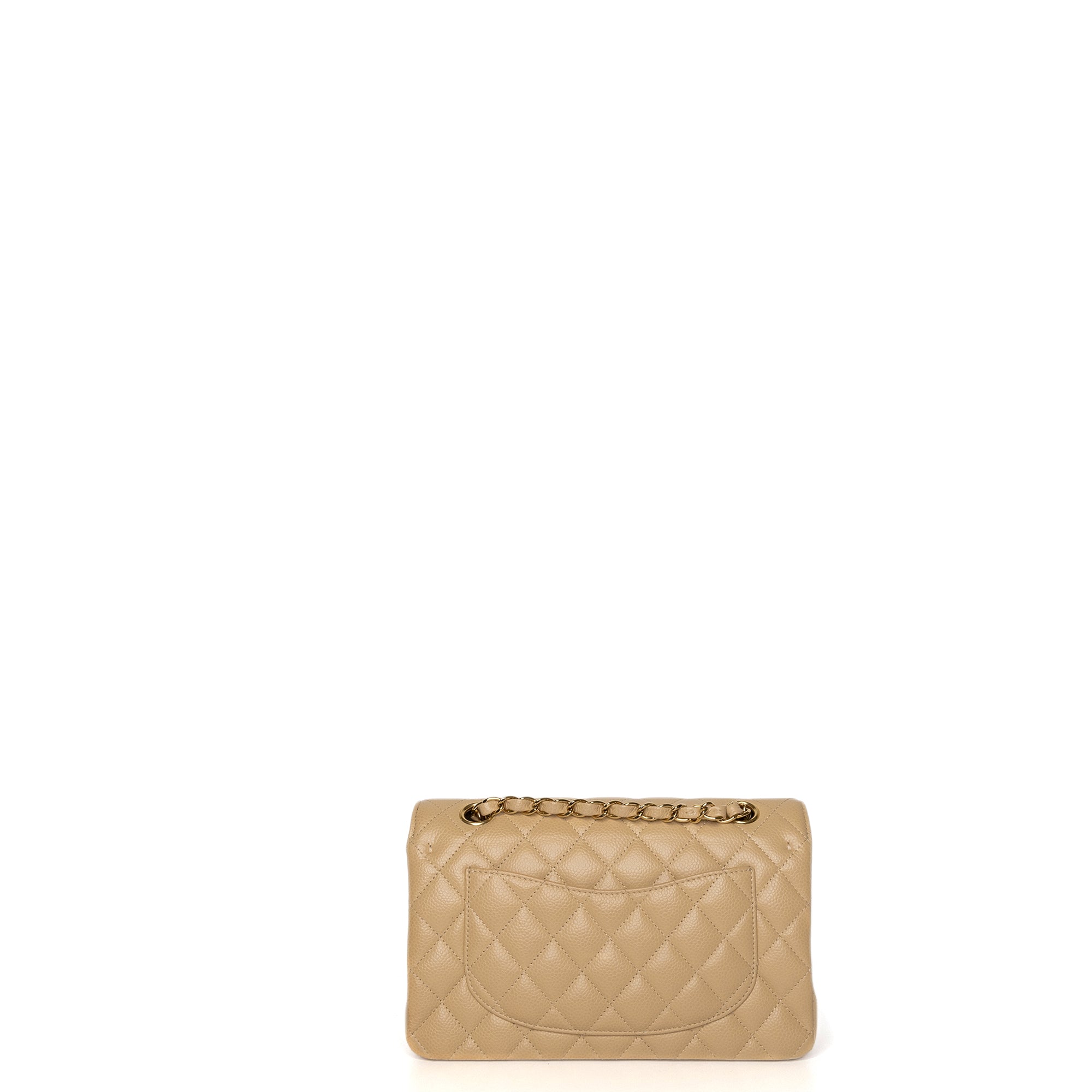 CHANEL CLASSIC FLAP MEDIUM BEIGE CAVIAR LEATHER GHW (MICROCHIP)