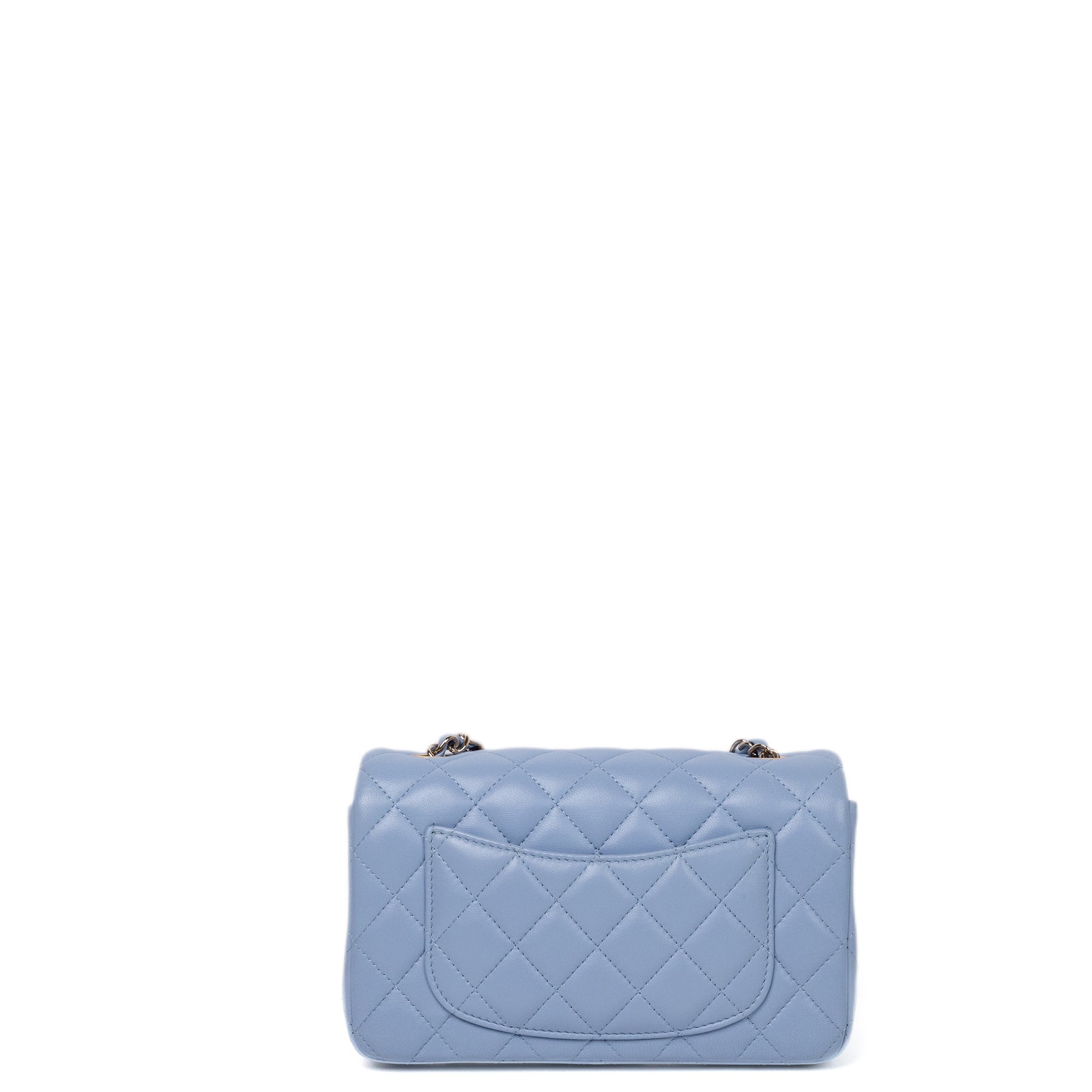 CHANEL MINI RECTANGULAR FLAP BAG LAMBSKIN BABY BLUE LGHW