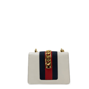 GUCCI MINI SYLVIE CALFSKIN WHITE GHW