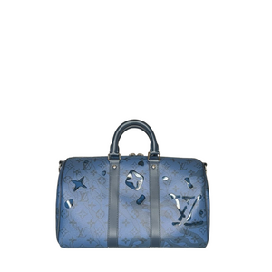 LOUIS VUITTON AQUA GARDEN SPEEDY BANDOULIERE 35 BAG BLUE M22573