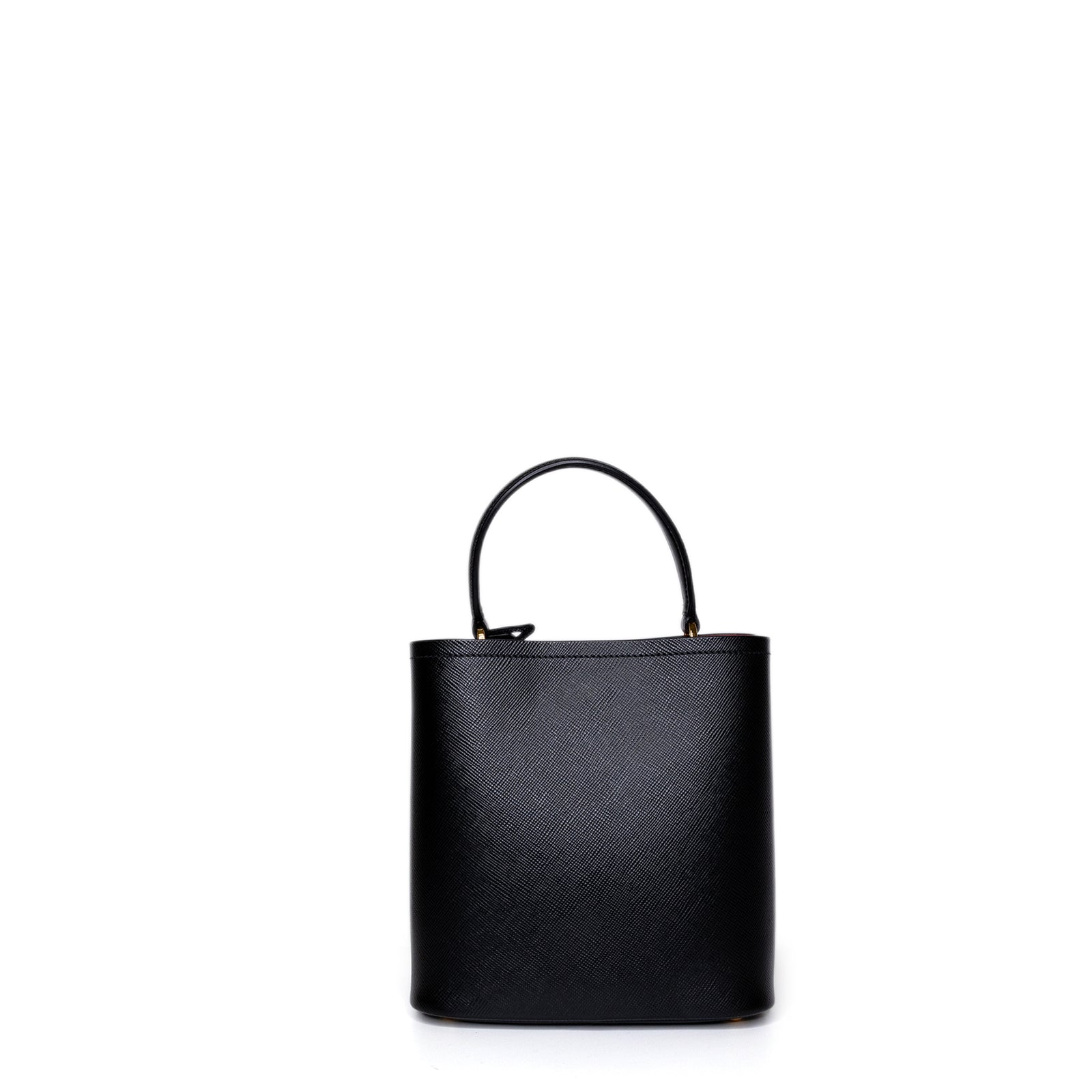 PRADA PANIER SMALL SAFFIANO LEATHER BAG BLACK GHW