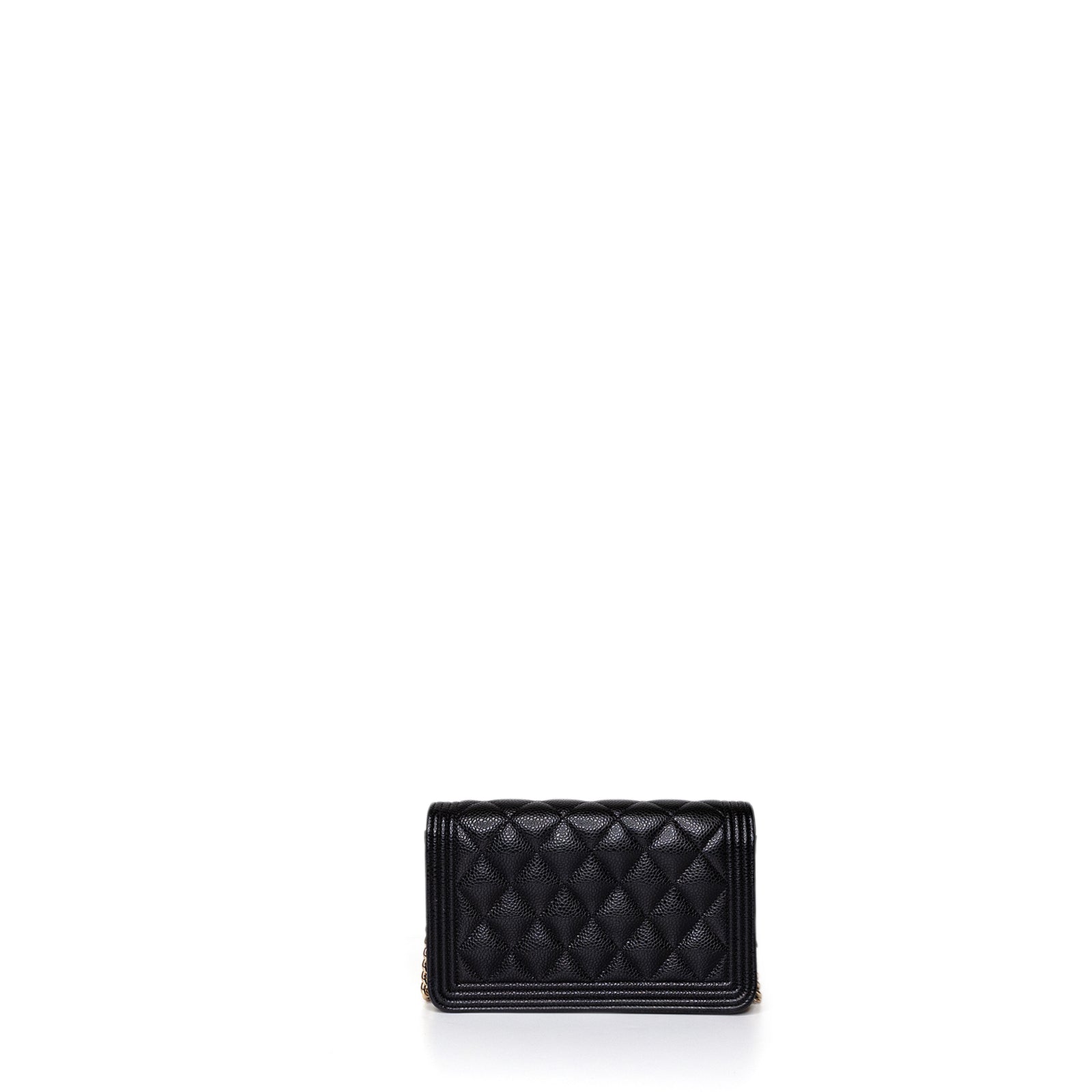 CHANEL BOY WALLET ON CHAIN CAVIAR BLACK GHW