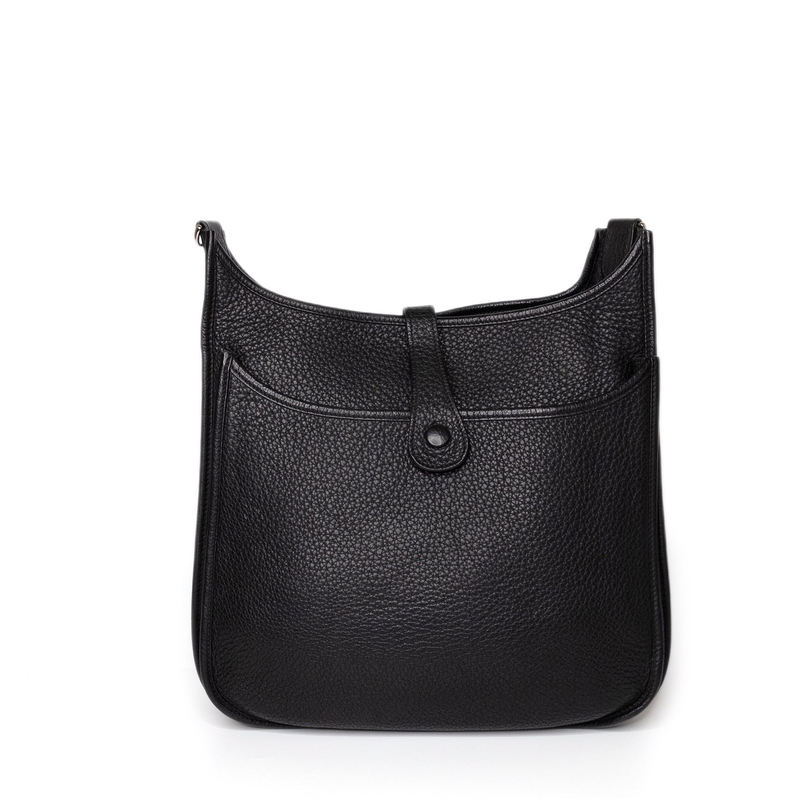 HERMES EVELYN 29 CLEMENCE LEATHER BLACK SHW STAMP SQUARE N