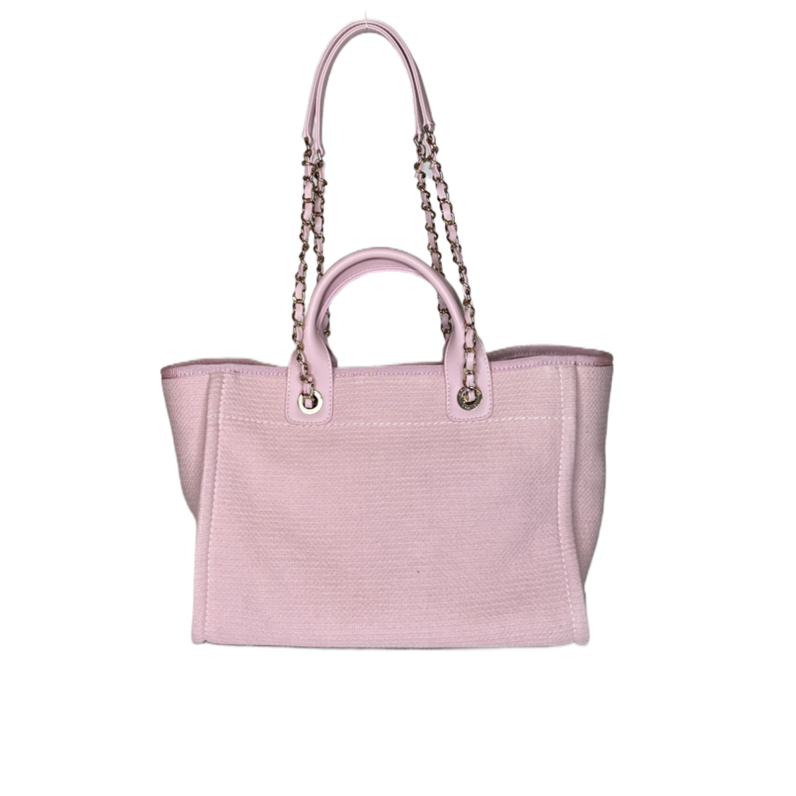 CHANEL DEAUVILLE TOTE BAG CANVAS PINK GHW