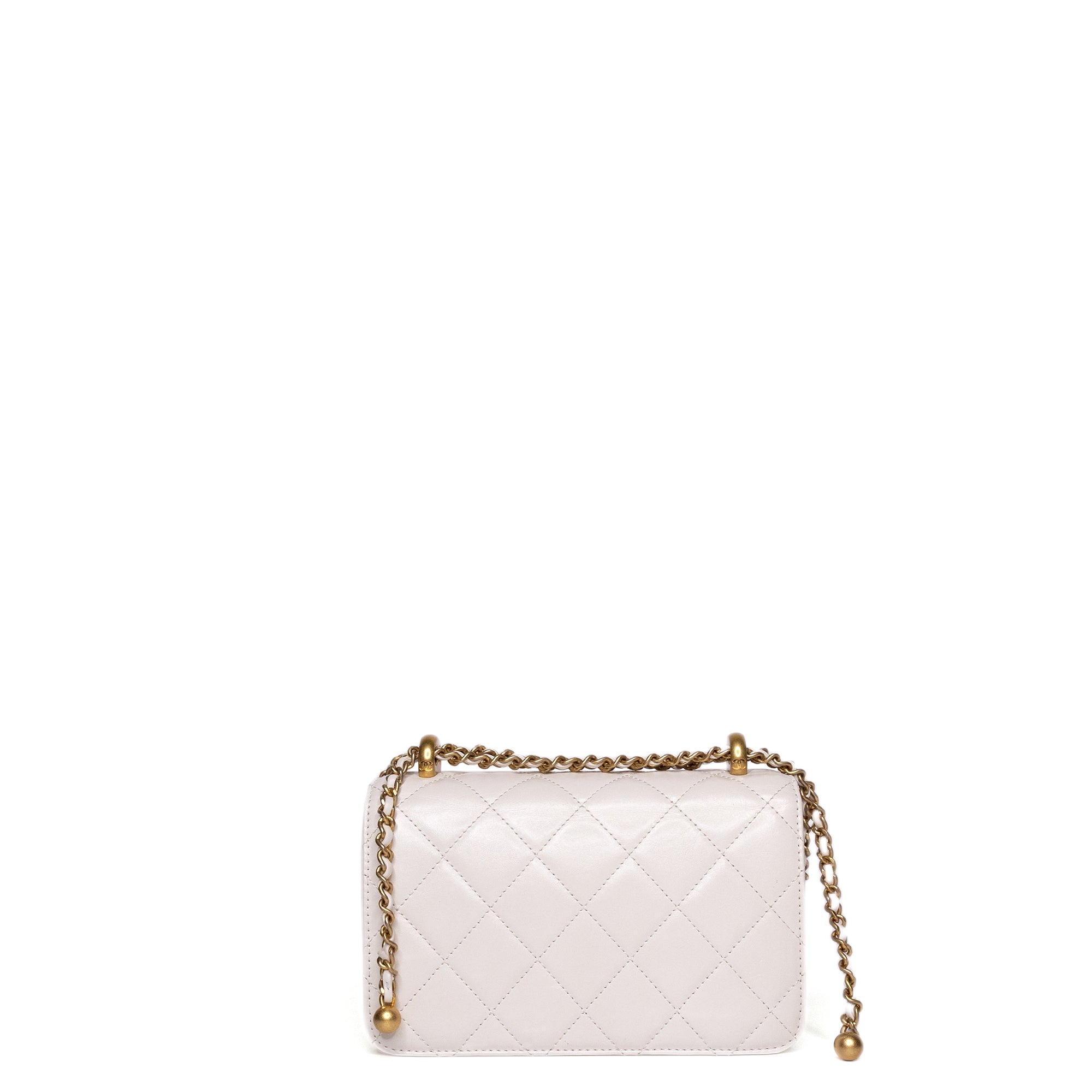 CHANEL 24C GOLD CRUSH MINI FLAP BAG WHITE CALFSKIN GHW
