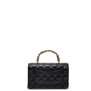 CHANEL 25K HANDLE WALLET ON CHAIN CAVIAR LEATHER BLACK GHW (MICROCHIP)