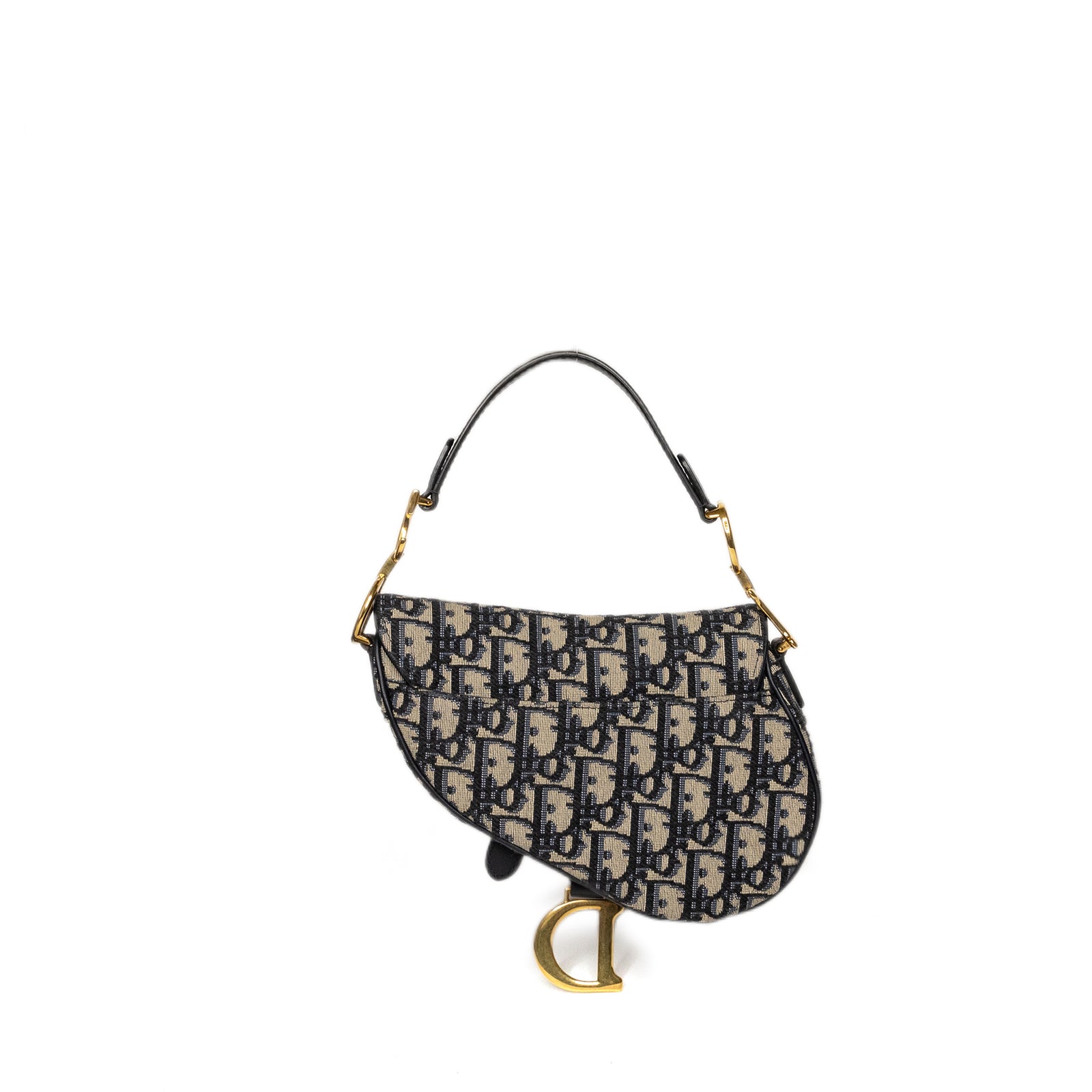 CHRISTIAN DIOR MINI SADDLE BAG BLUE OBLIQUE GHW WITH STRAP