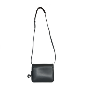 BALENCIAGA BLACK LEATHER B LOGO SHOULDER BAG