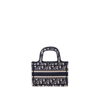 CHRISTIAN DIOR MINI BOOK TOTE BLUE OBLIQUE EMBROIDERY