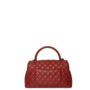 CHANEL MEDIUM COCO HANDLE FLAP BAG RED CAVIAR LEATHER SHW