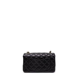 CHANEL MINI RECTANGULAR FLAP BAG LAMBSKIN BLACK LGHW (MICROCHIP)
