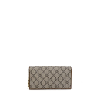 GUCCI HORSEBIT 1955 WALLET ON CHAIN GG SUPREME CANVAS BEIGE/DARK BROWN GHW