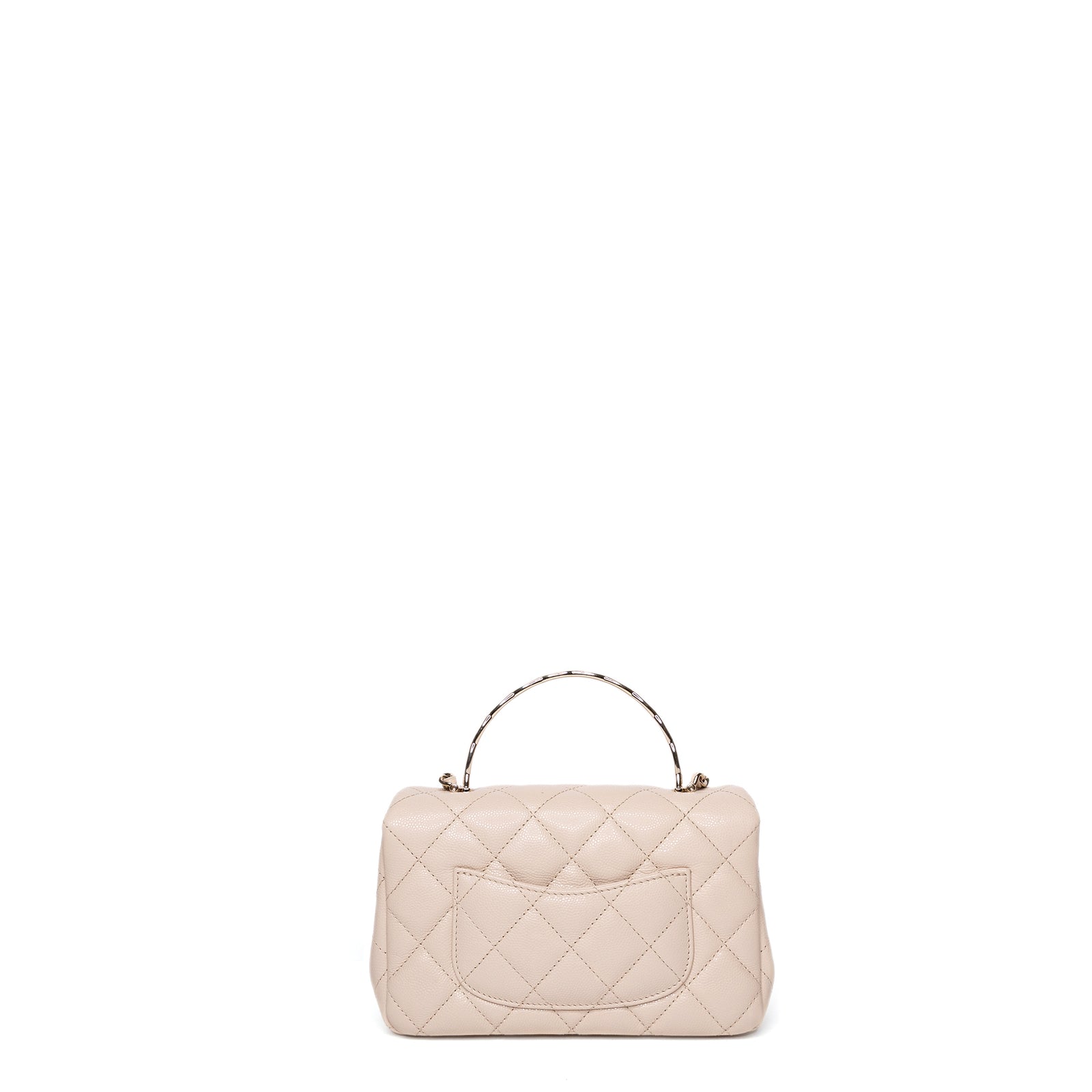 CHANEL 25S MINI COCO CRUSH HANDLE BAG CAVIAR BEIGE LGHW(MICROCHIP)