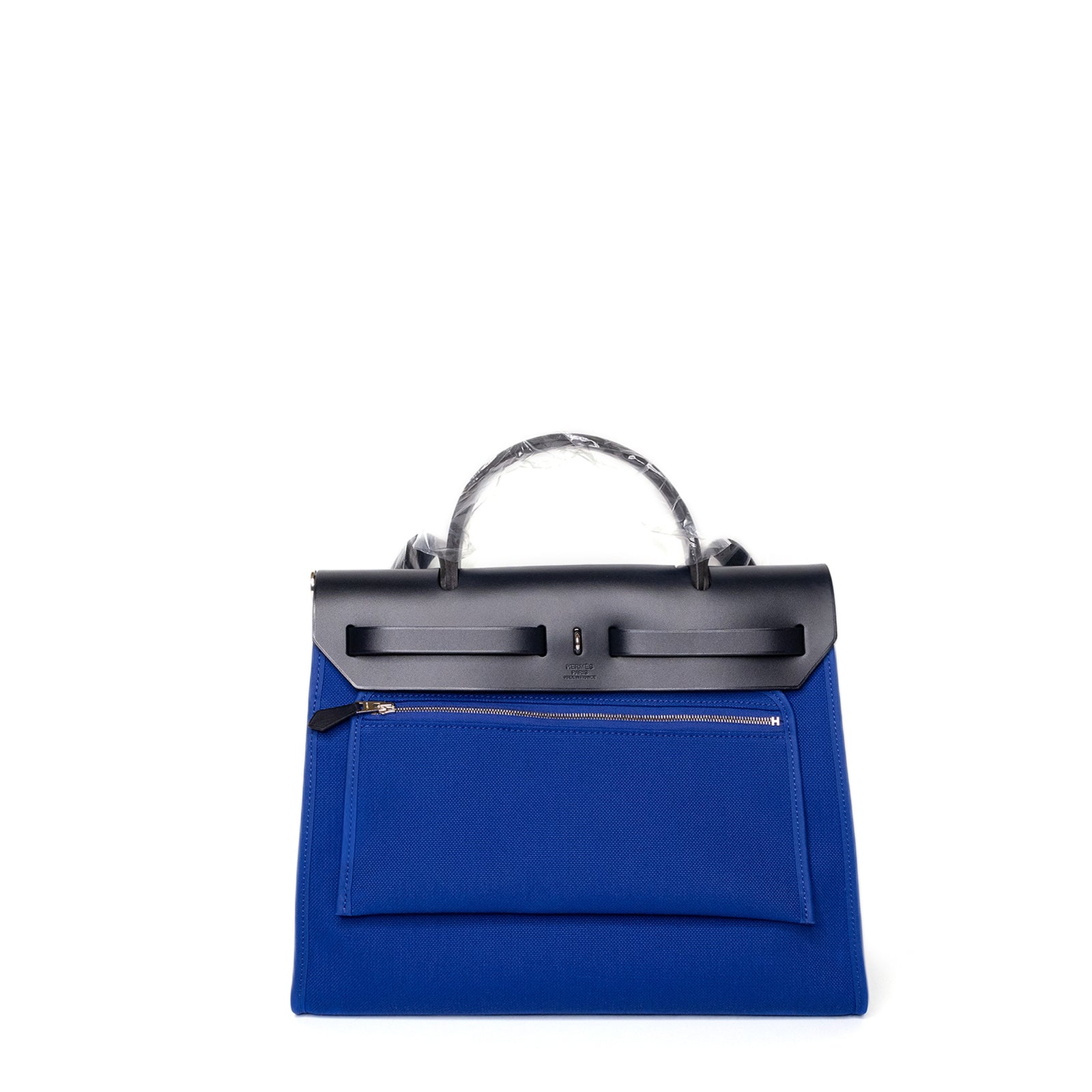 HERMES HERBAG ZIP 31 BLUE ELECTRIQUE / BLACK SHW STAMP Z