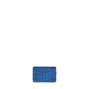 CHANEL BLUE QUILTED TWEED FABRIC WALLET ON CHAIN SHW