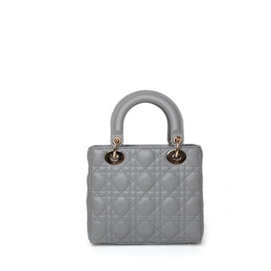 CHRISTIAN DIOR MY ABC DIOR SMALL LADY DIOR LAMBSKIN GRAY STONE GHW