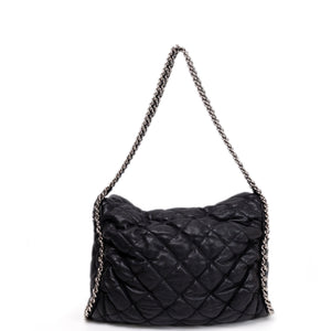 CHANEL CHAIN AROUND HOBO BAG BLACK LAMBSKIN SHW