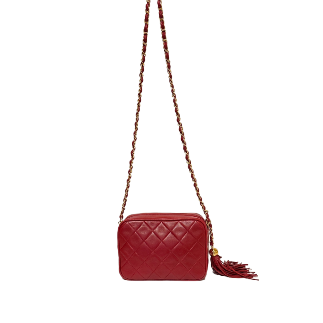 CHANEL VINTAGE CROSSBODY BAG RED GHW