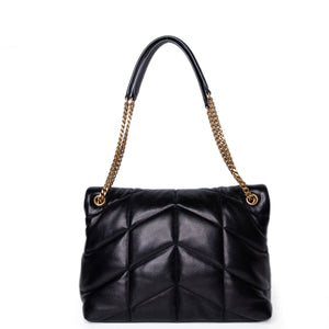 SAINT LAURENT PUFFER BAG MEDIUM BLACK NAPPA LEATHER GHW