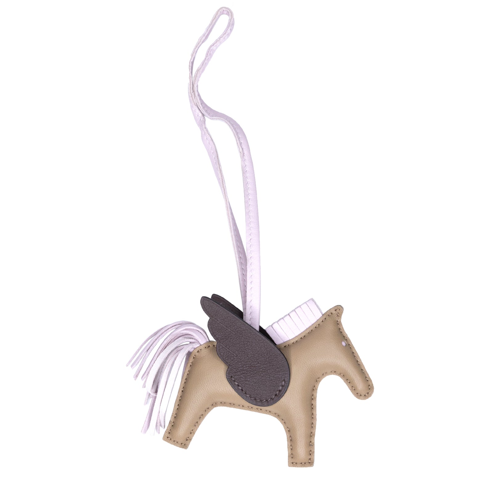 HERMES RODEO PEGASE PM BAG CHARM BEIGE MARFA /MAUVE PALE/ MOKA STAMP B