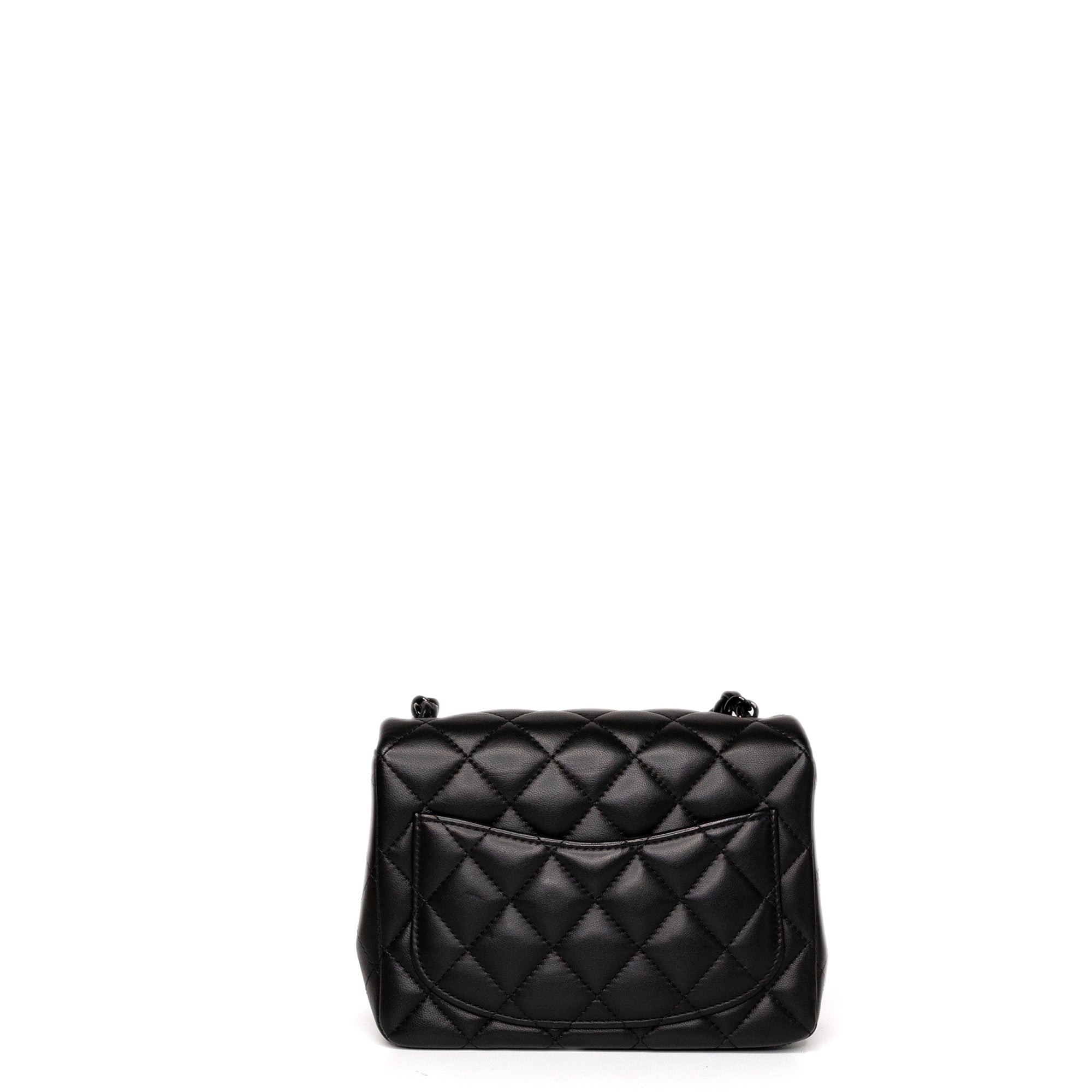 CHANEL MINI SQUARE FLAP BAG LAMBSKIN SO BLACK