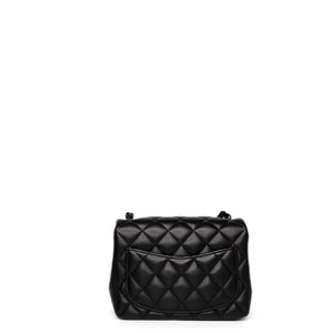 CHANEL MINI SQUARE FLAP BAG LAMBSKIN SO BLACK