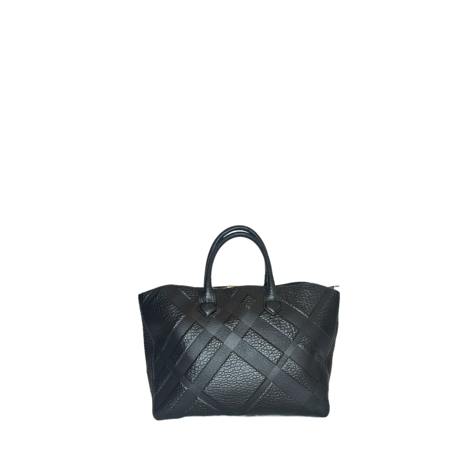 BURBERRY BLACK EMBOSSED LEATHER TOTE
