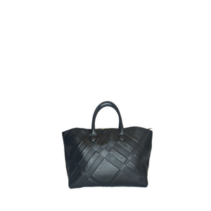 BURBERRY BLACK EMBOSSED LEATHER TOTE