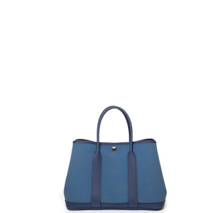 HERMES GARDEN PARTY 30 CANVAS / NEGONDA LEATHER BLUE AGATE SHW STAMP Z