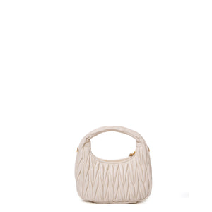 MIUMIU WANDER MATELASSE MINI HOBO BAG NAPPA WHITE LAMBSKIN GHW